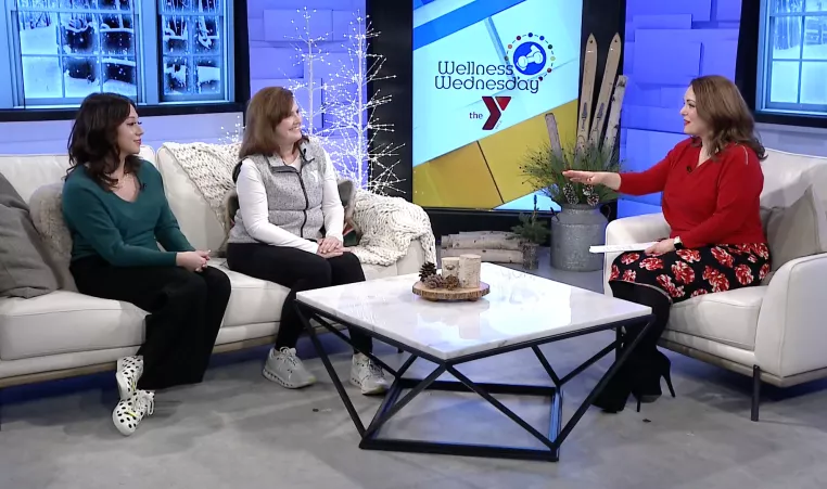 Julia Mason, Y Director of Development, and Ruth Comer, Y Vice President of Marketing and Communications sit down on Hello Iowa